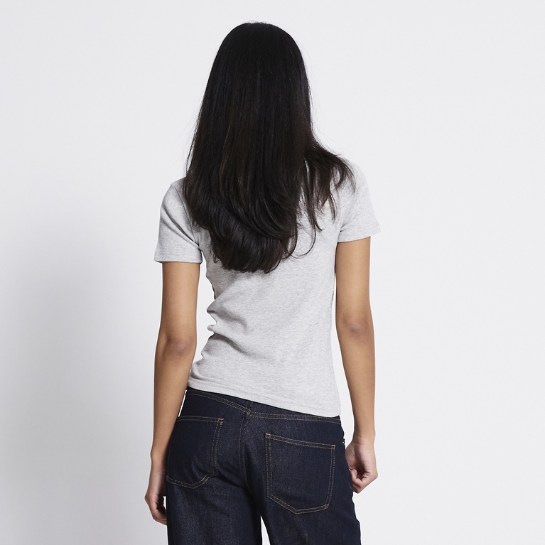 Rib tee "Alvia Rib Top" Grey Melange